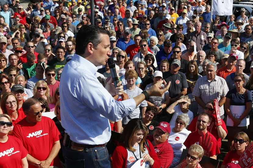  Sen. Ted Cruz, R-Texas, speaks at the Iowa State Fair, Friday, Aug. 21, 2015, in Des...