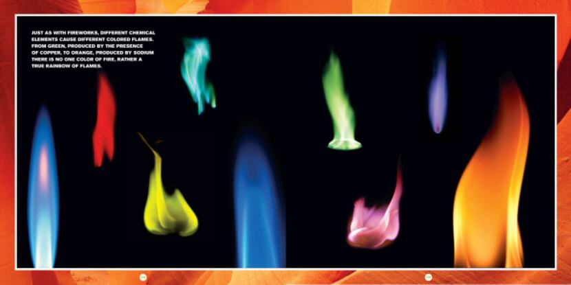 Different chemical elements cause different colored flames.