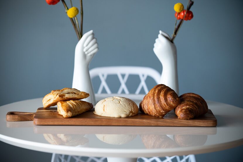 Apple turnovers (from left), Mexican concha and croissants at Lubellas Patisserie in East...