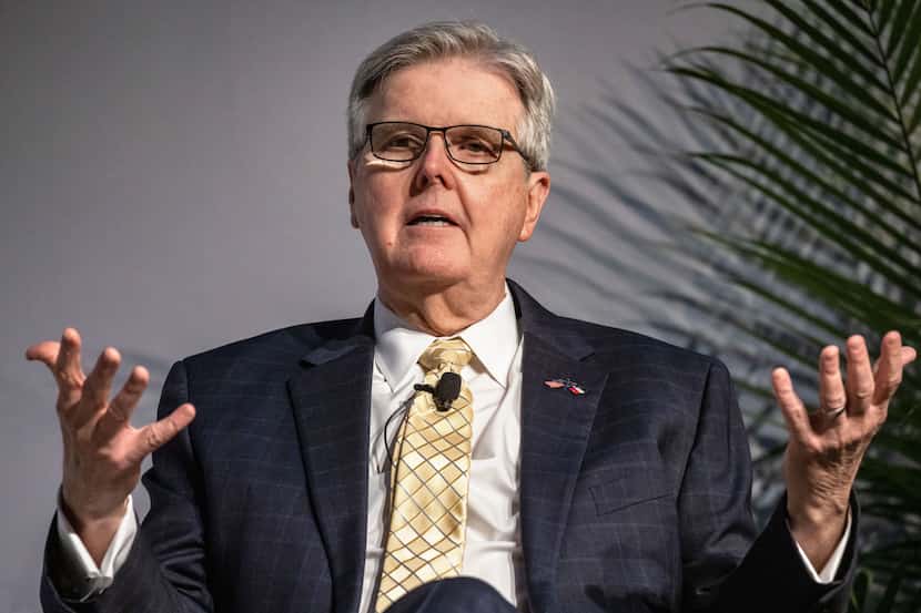 Texas Lt. Governor Dan Patrick speaks with Texas Public Policy Foundation Executive Director...
