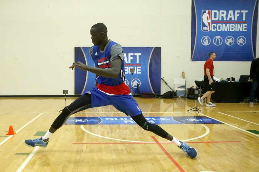 Thon Maker, from Orangeville Prep-Athlete Institute, participates in the NBA draft...