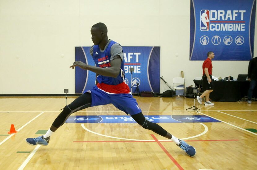 Thon Maker, from Orangeville Prep-Athlete Institute, participates in the NBA draft...