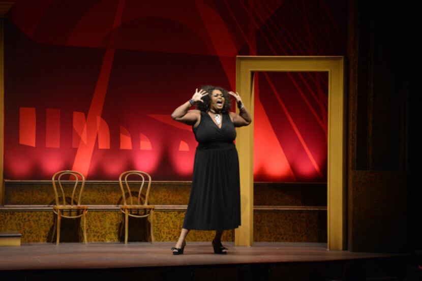 Liz Mikel of the "The Second City Does Dallas" cast performs a sketch at the Wyly Theater...