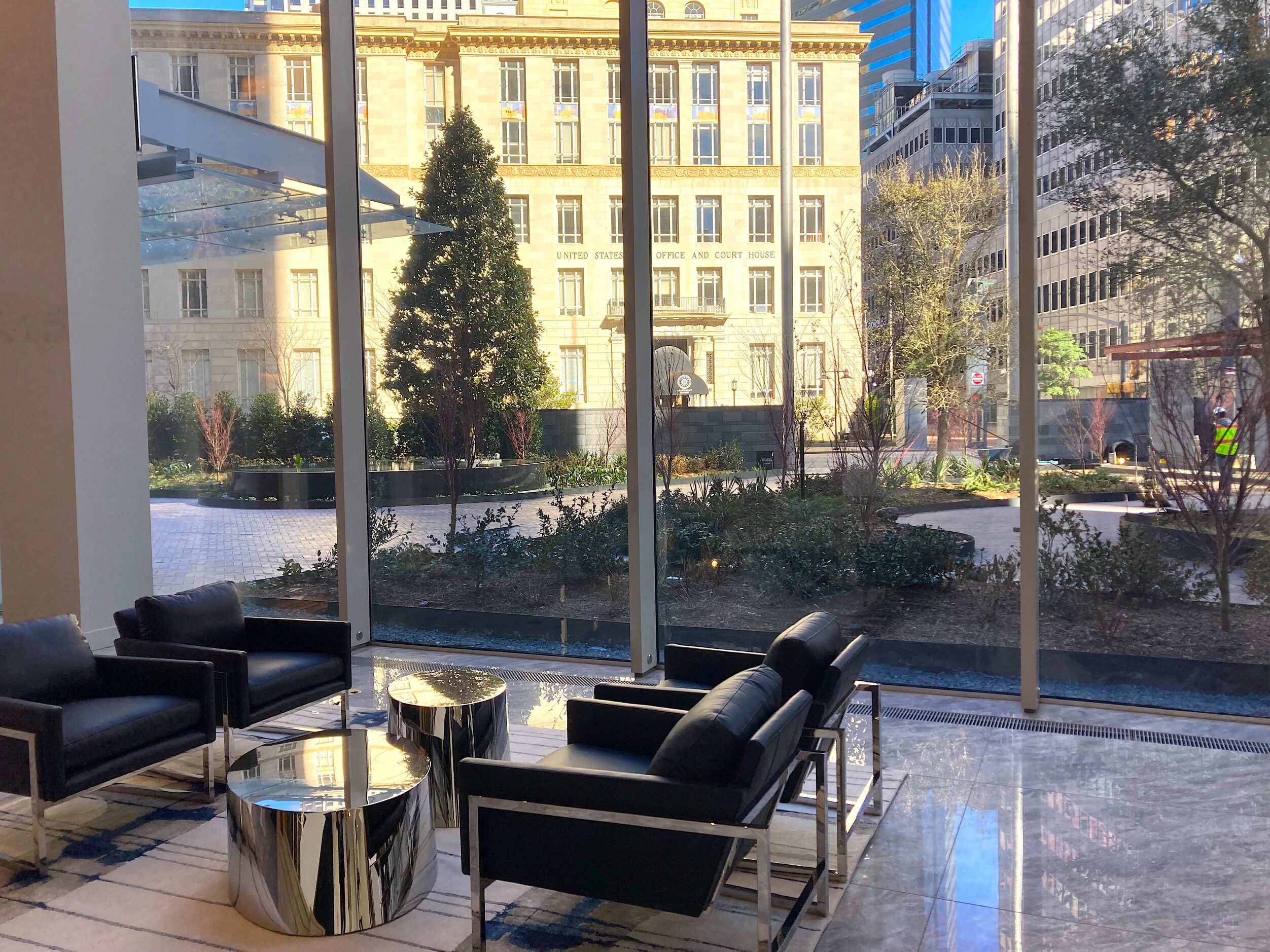 The office lobby at The Sinclair, formerly the Energy Plaza tower in downtown Dallas.