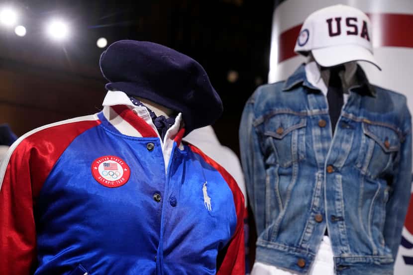 Team USA Paris Olympics attire is displayed at Ralph Lauren headquarters on Monday, June 17,...