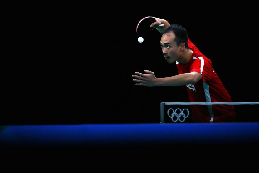 RIO DE JANEIRO, BRAZIL - AUGUST 03:  Timothy Wang of Team USA looks at the ball as he gets...