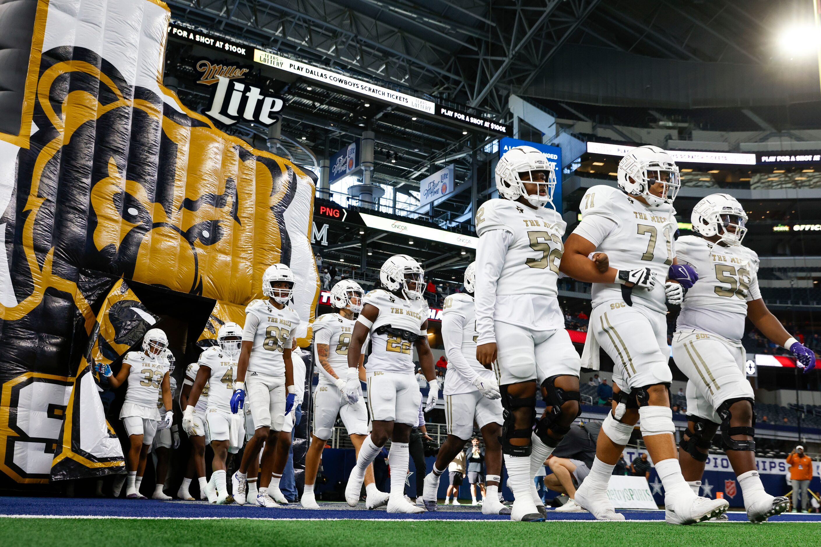 South Oak Cliff players take the field ahead of their Class 5A Division II state...