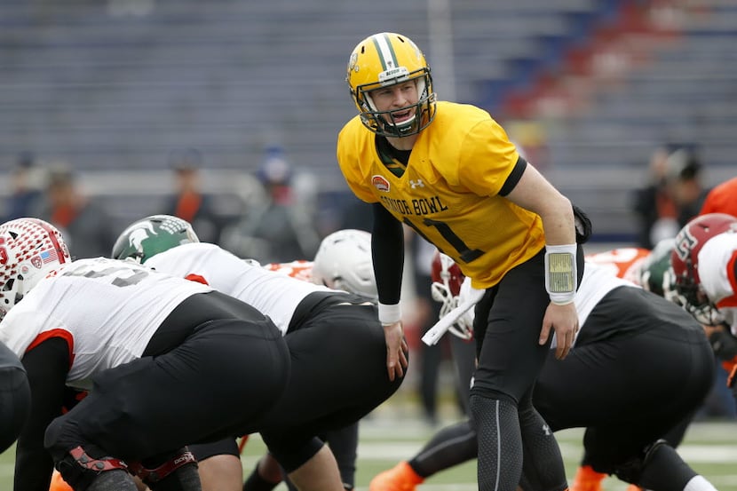 North Dakota State QB Carson Wentz #11 is seen for the North team during NCAA college...