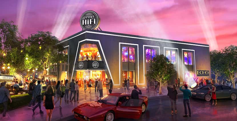 The exterior of The HiFi Dallas, now a Design District warehouse, is set to open in May.