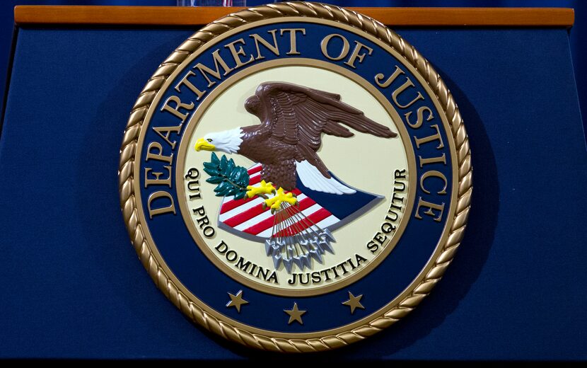 FILE - The Department of Justice seal is seen in Washington, Nov. 28, 2018. President Joe...