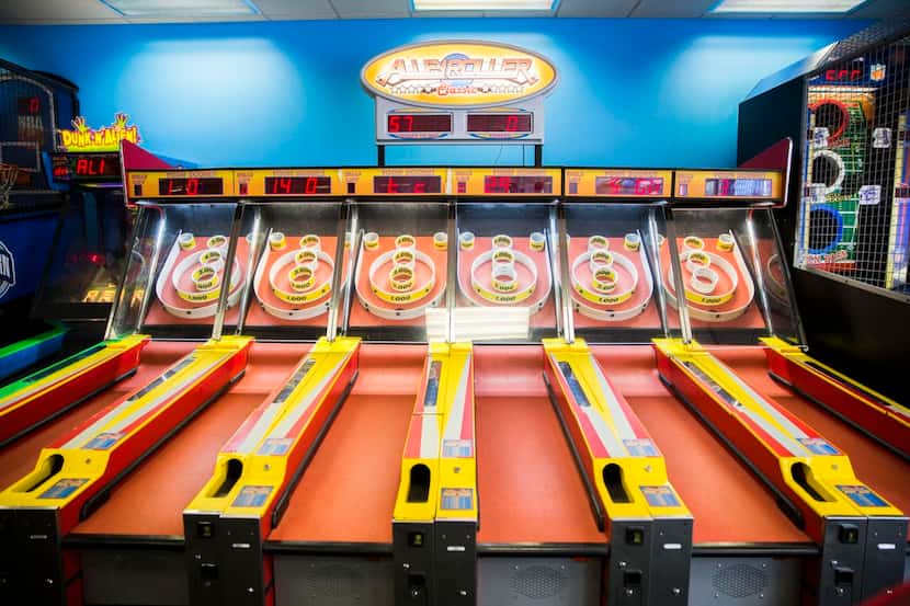 
Arcade games are ready for children to play at Chuck E Cheese on Wednesday, April 8, 2015...