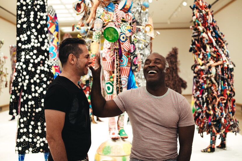  Nick Cave and special projects director Bob Faust on site of Cave's recent exhibition and...