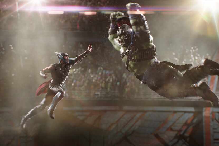 "Thor: Ragnarok."  L to R: Thor (Chris Hemsworth) and Hulk (Mark Ruffalo)