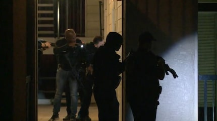 An image from the scene where Dallas officers responded to a shooting incident in east Oak...