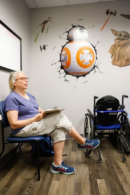 Margaret Hale, 54, at the Neurology & Neuromuscular Care Center in Denton on Thursday.