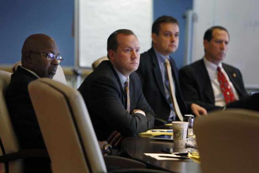  From left: Tennell Atkins, Philip Kingston, Scott Griggs and Lee Kleinman attendÂ a meeting...