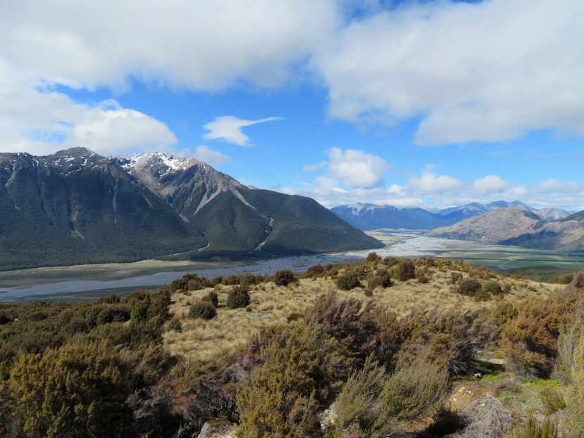 From Bealey Spur Track near Arthur's Pass, hikers can see several peaks up to nearly 7,500...