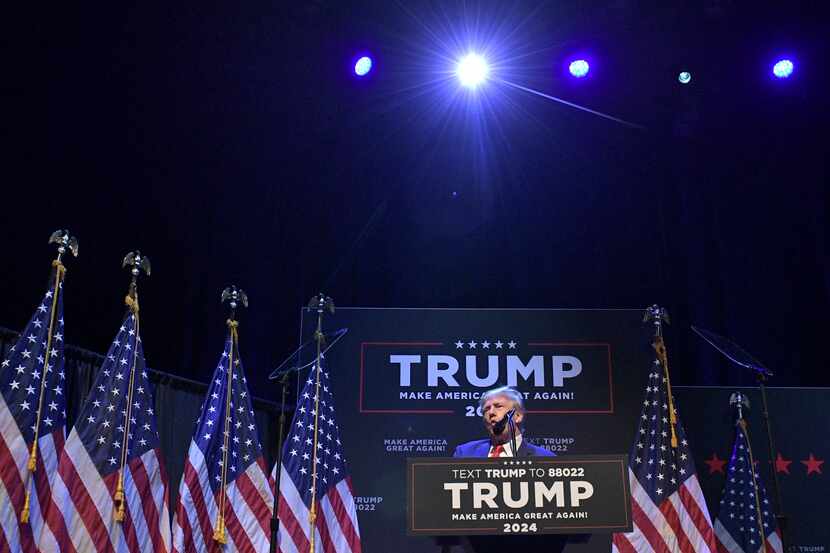 Former President Donald Trump speaks at a campaign event Monday in Davenport, Iowa.