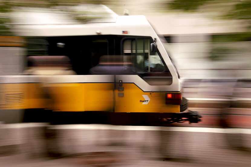 A DART train pulls into the Akard Street station in downtown Dallas. (File Photo/Tom Fox)