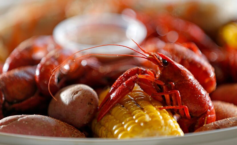 A Louisiana-style crawfish boil at Cajun Tailgators at the Dallas Farmers Market Shed. (2016...