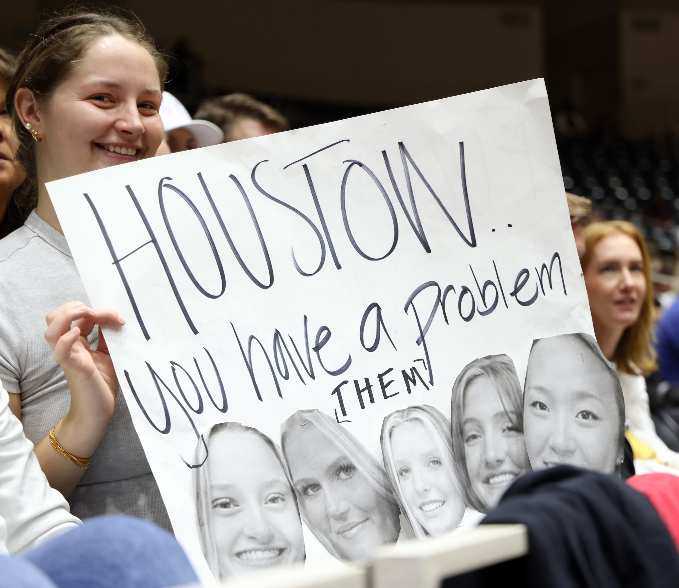 Lucas Lovejoy fan Addison Hand sports a spirit poster with the likeness of Lovejoy players...