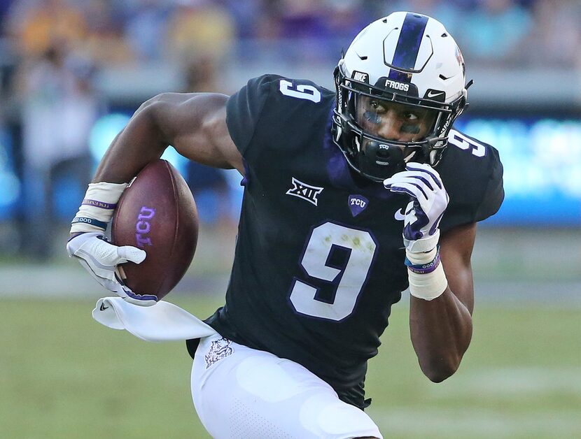 FILE - TCU Horned Frogs wide receiver John Diarse (9) is pictured during the West Virginia...