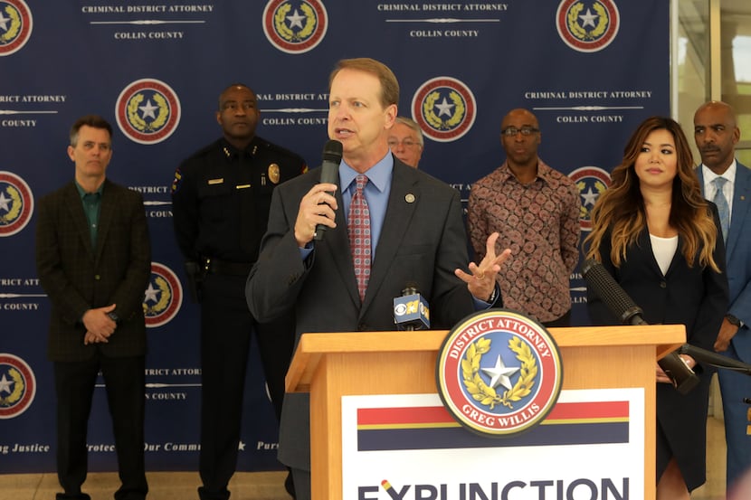 District Attorney Greg Willis talks during a press conference at the Collin County...