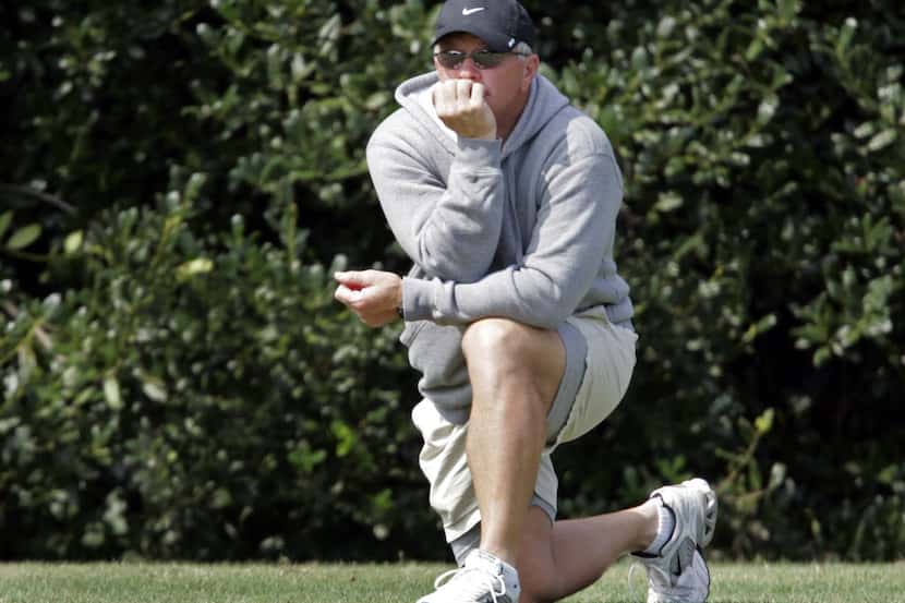 File photo: Wake Forest coach Jim Grobe looks on during football practice in Winston-Salem,...