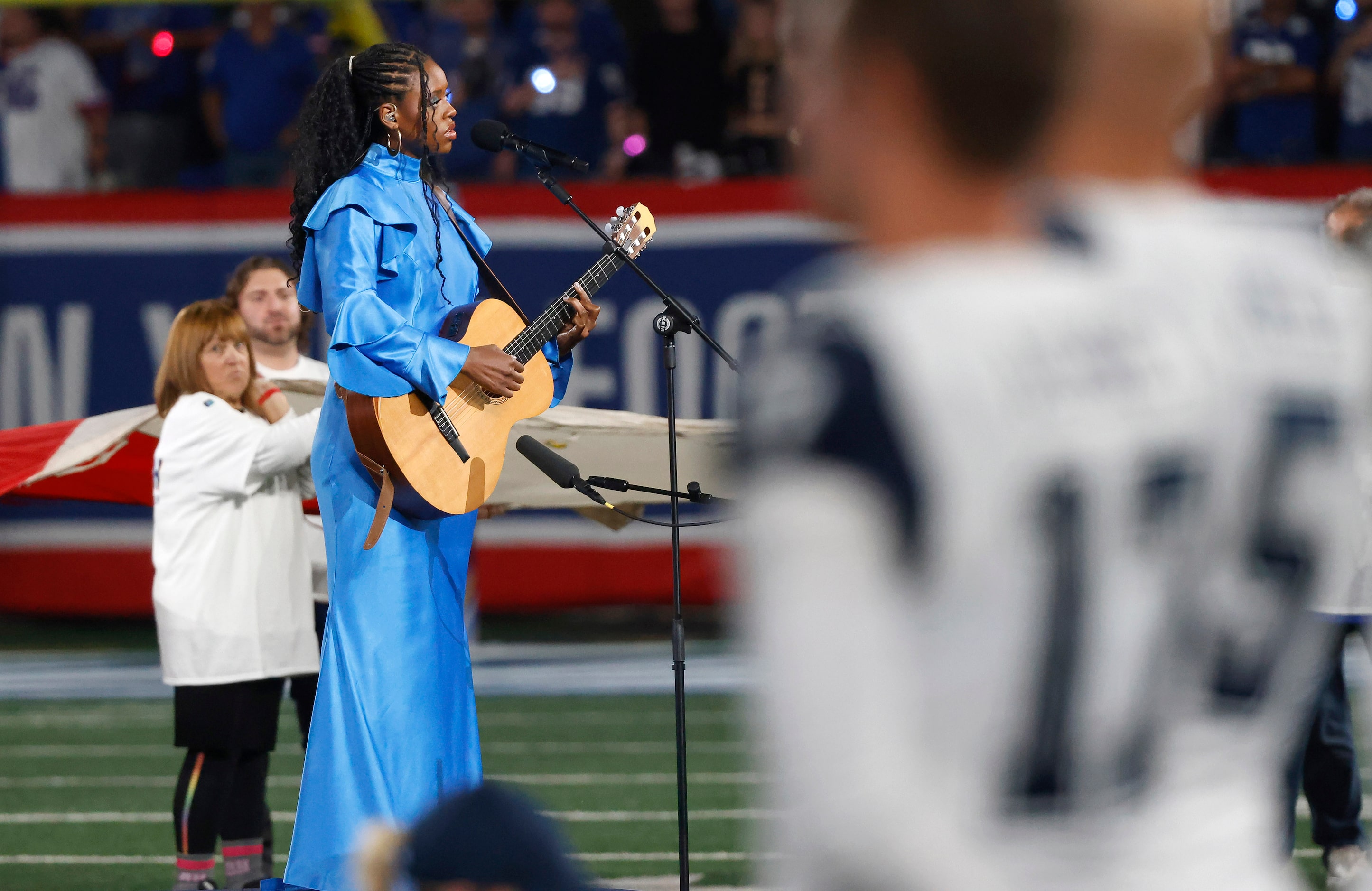 Grammy award winning artist Victory Boyd played and sang the national anthem before the New...