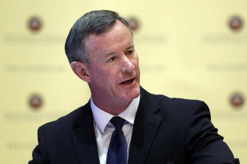  University of Texas Chancellor William McRaven, a former Navy admiral, addresses the Texas...