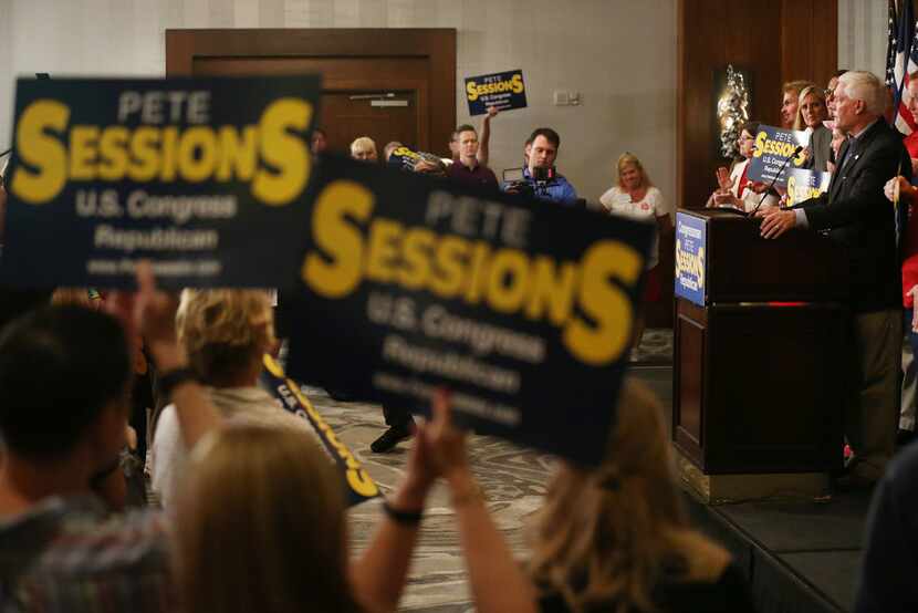 U.S. representative Pete Sessions, of the 32nd district, spoke at a campaign kickoff event...