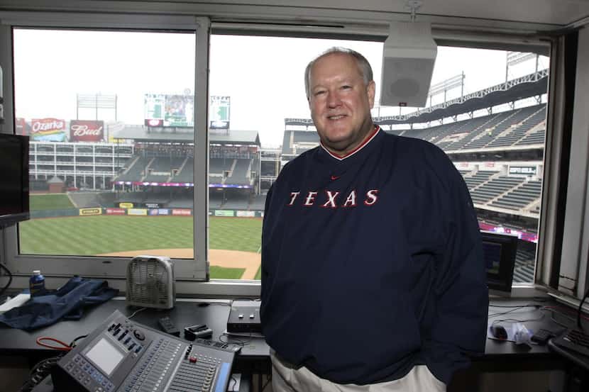 Texas Rangers stadium announcer Chuck Morgan is pictured at Rangers Ballpark in Arlington on...