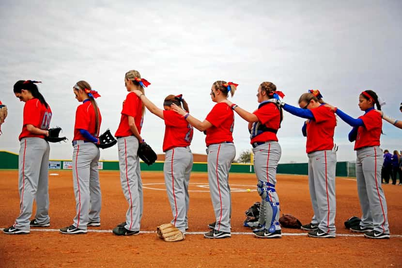 
Members of the North Central Texas College Lady Lions softball team took part in a moment...