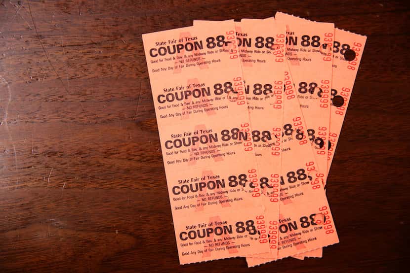 State Fair of Texas coupons from 1988.