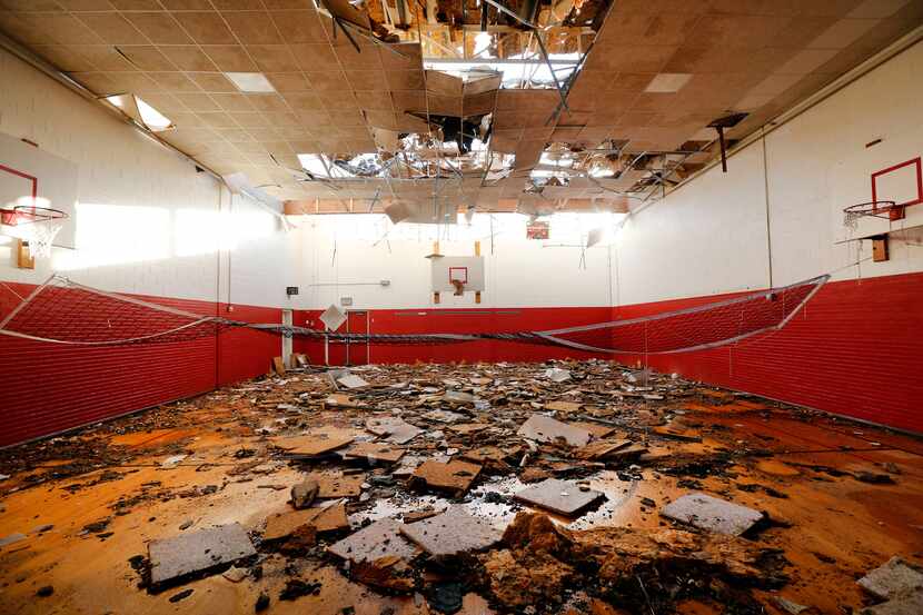 The gymnasium inside what's left of Cary Middle School, which Dallas ISD has said is a...