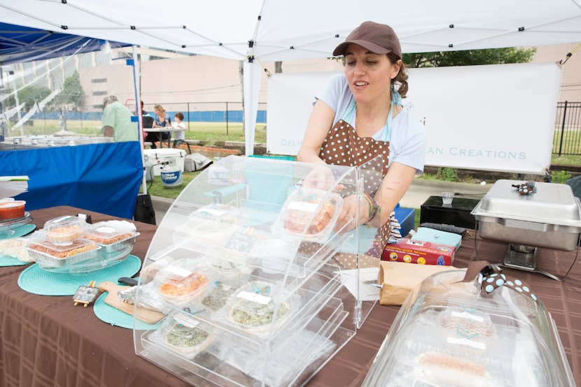 Cesarina Budetta of Dolci Creazioni offers Italian cuisine at Saint Michael's Farmers Market...