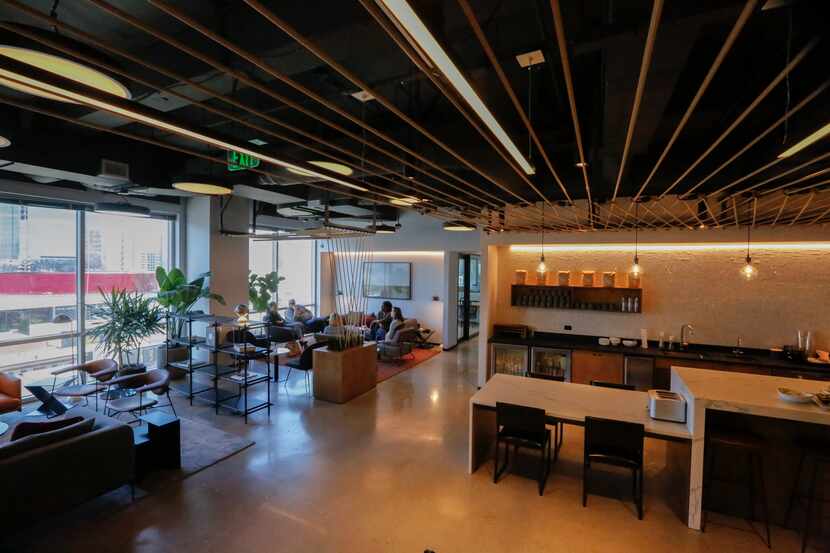 A view of  the common area at the Industrious co-working office, on the ninth floor of One...