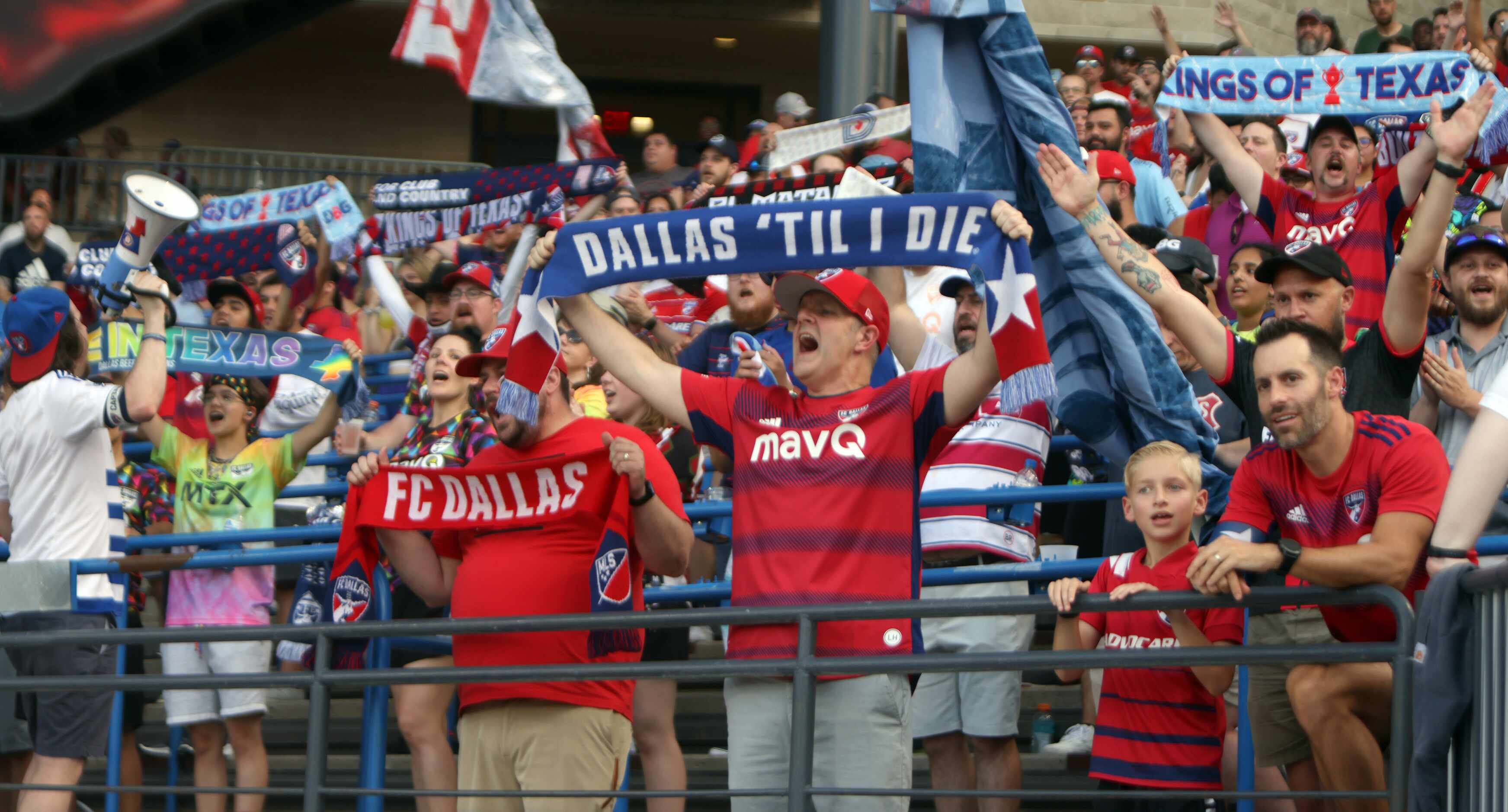 FC Dallas fans show their support as the team comes onto the field prior to the start of...