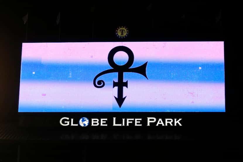 The Texas Rangers paid tribute to the late artist known as Prince during the sixth inning of...