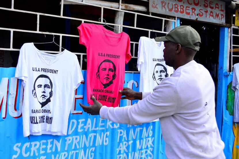 
T-shirts bearing an image of President Barack Obama were on sale in Kibera, Kenya, on...