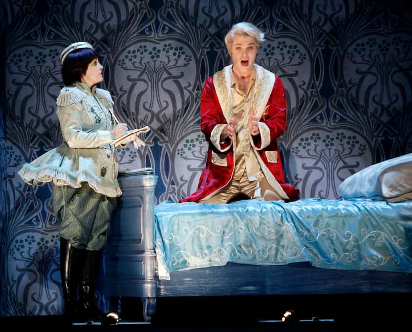 
Lucy Schaufer, as Ib, and Jonathan Blalock, as Prince Claus, perform during a dress...