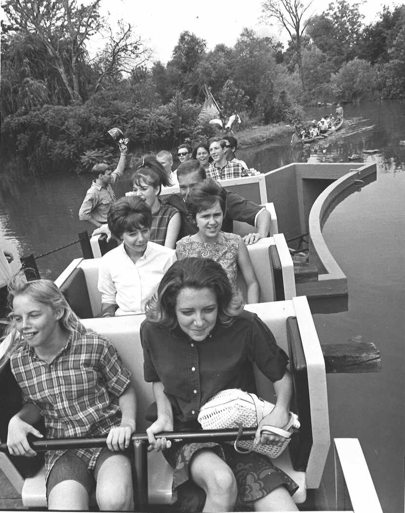The ambitious Runaway Mine Train ride opened in April 1966 at Six Flags and cost the park a...