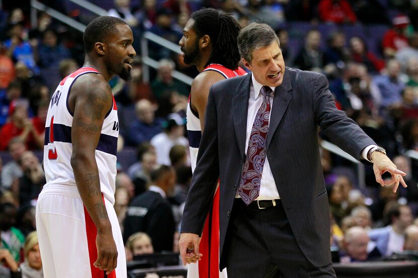 January 1, 2013; Washington, DC, USA;  Washington Wizards head coach Randy Wittman (right)...