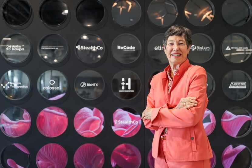 Lyda Hill is shown in the BioLabs building at Pegasus Park in Dallas on Sept. 29.