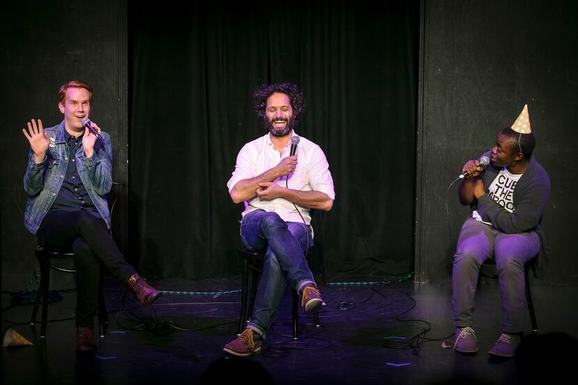 Kevin Porter (left) and Demi Adejuyigbe (right) with special guest Jason Mantzoukas on a...