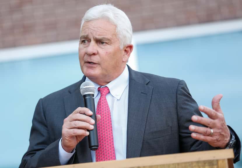 Kelcy Warren, Chairman and CEO of Energy Transfer, speaks during an unveiling ceremony for a...