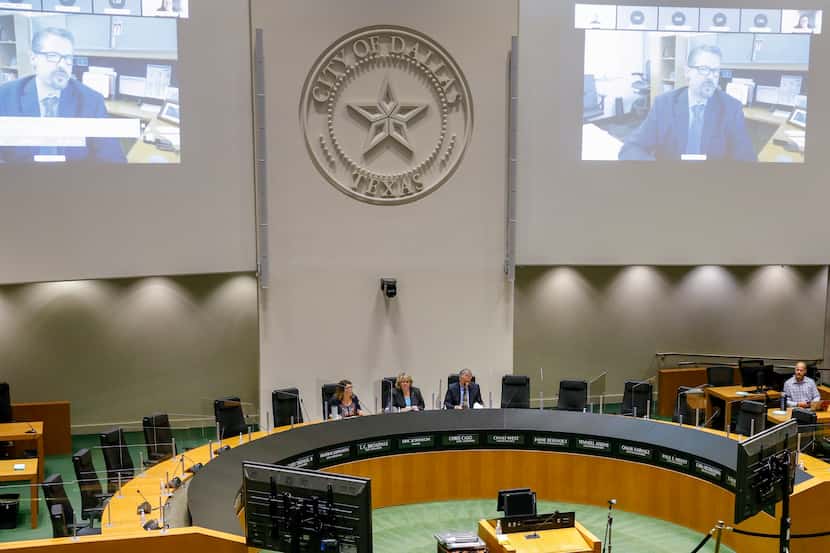 Dallas' Chief Information Officer Bill Zielinski speaks virtually via video conference to...