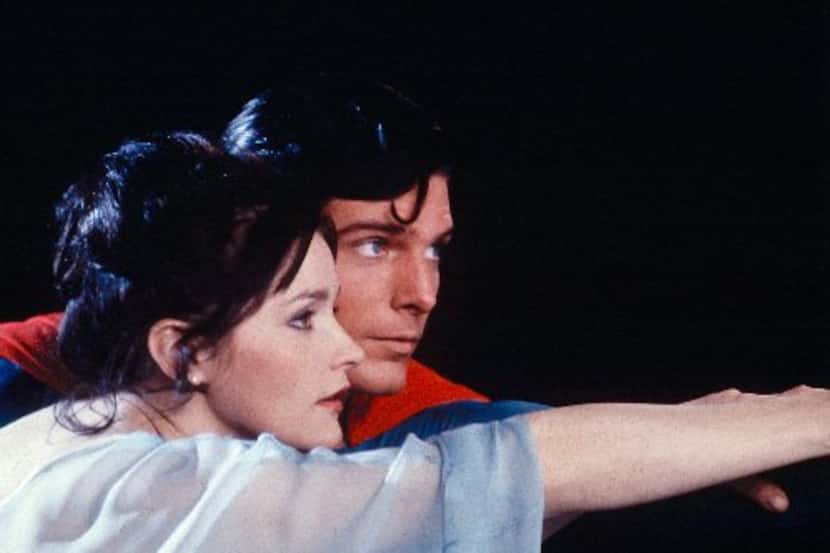 Actor Christopher Reeve, as Superman, and Margot Kidder, as Lois Lane, appear in a scene...