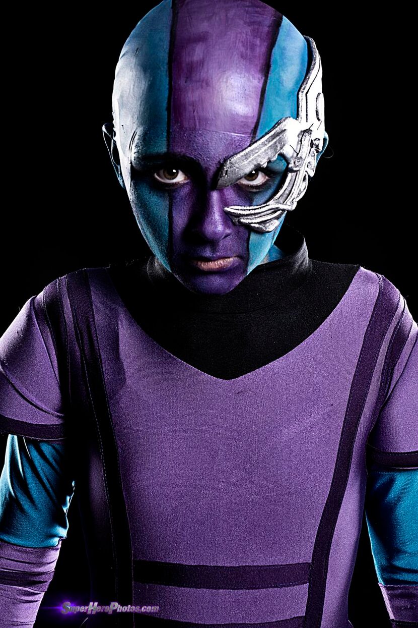 
Reese Kirkham dressed as Nebula, a Marvel Comics character. 
