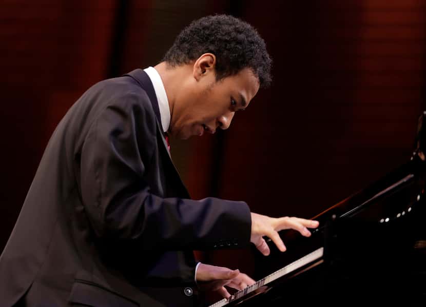 American pianist Clayton Stephenson performs in the semifinal round of the 2022 Van Cliburn...